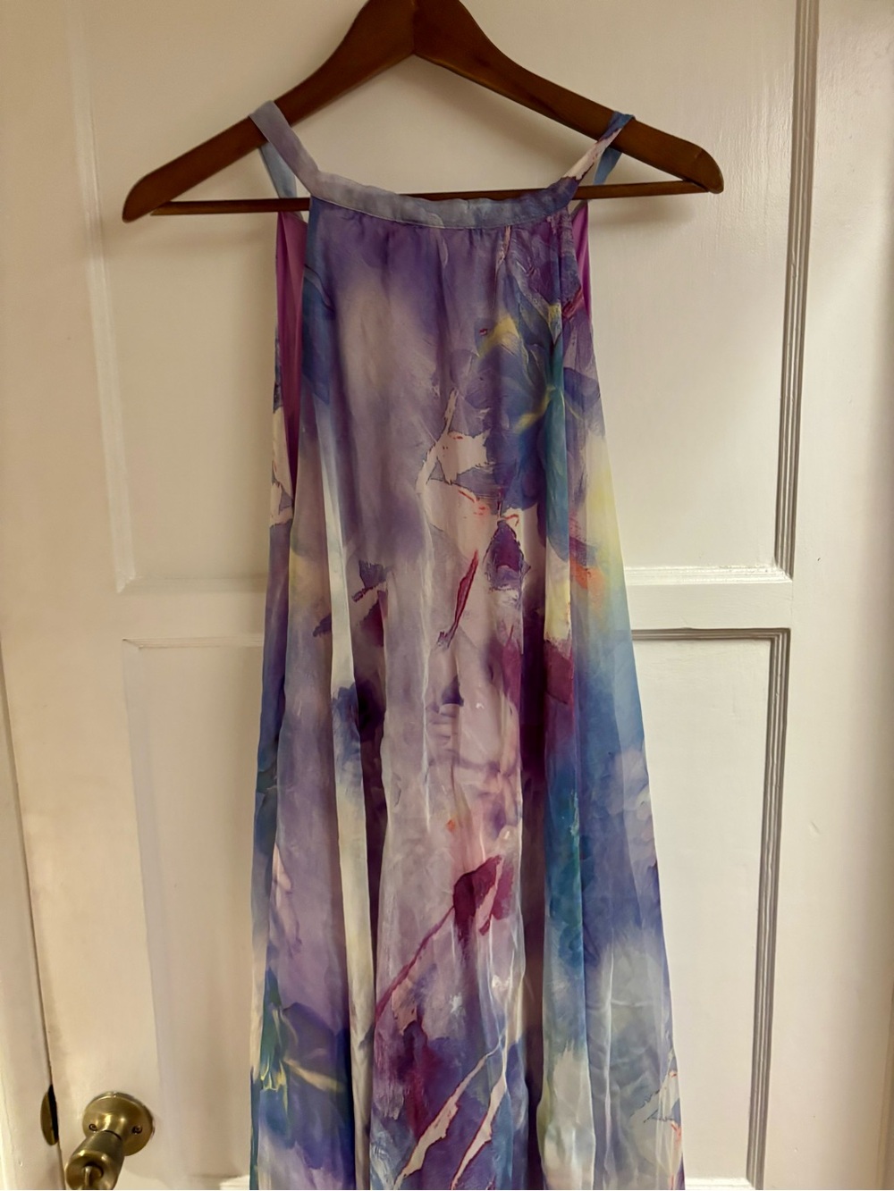 Boho Floral Watercolor Maxi Skirt - Purple Multi